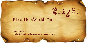 Micsik Ádám névjegykártya